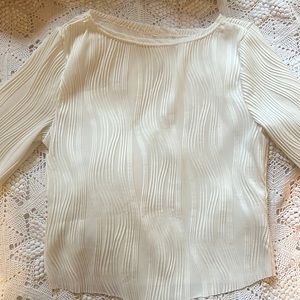 White Long Sleeve Trendy Frilly Detail Top